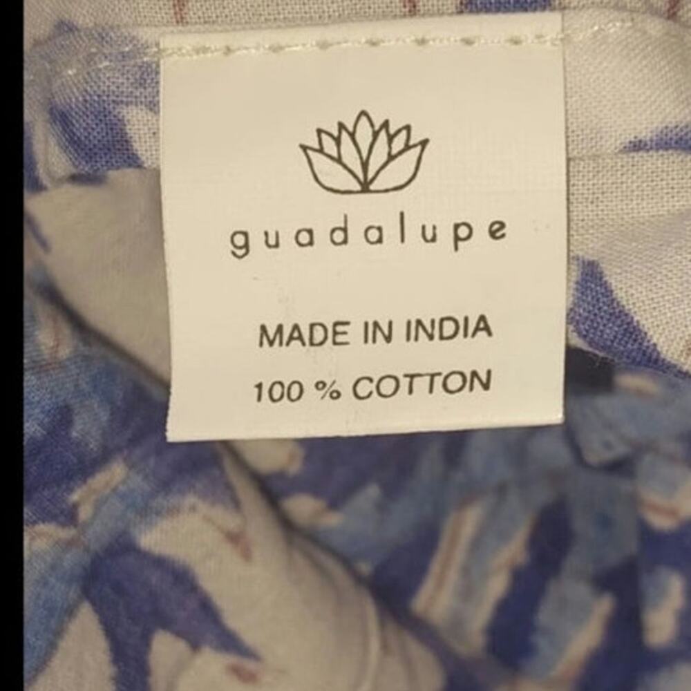 Guadalupe White and Blue Flower Dress Pre-loved Size Small Made in India - Picture 11 of 12